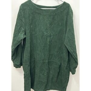 Green Corduroy Dress Long Sleeve Casual Mini Dress Women's Size L